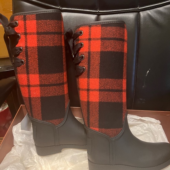 Coach Tristee Plaid Rain Boots W7 - Picture 5 of 7